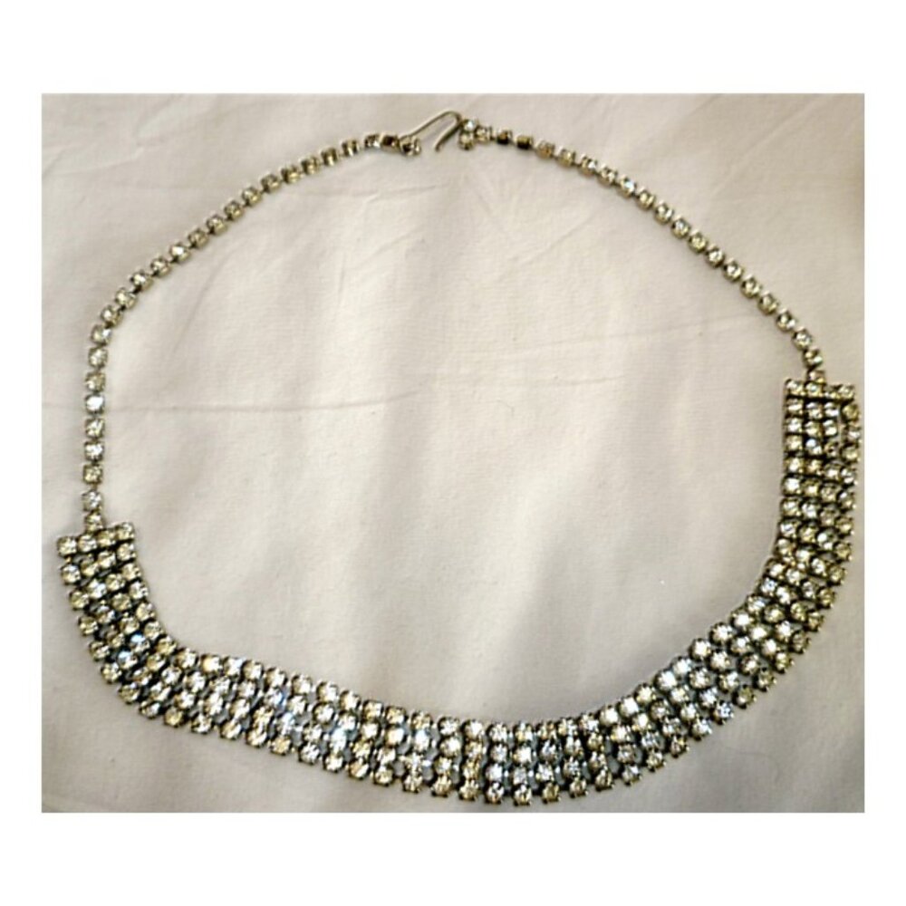 VINTAGE BEDAZLED CRYSTAL FORMAL FESTIVE NECKLACE CHOCKER
